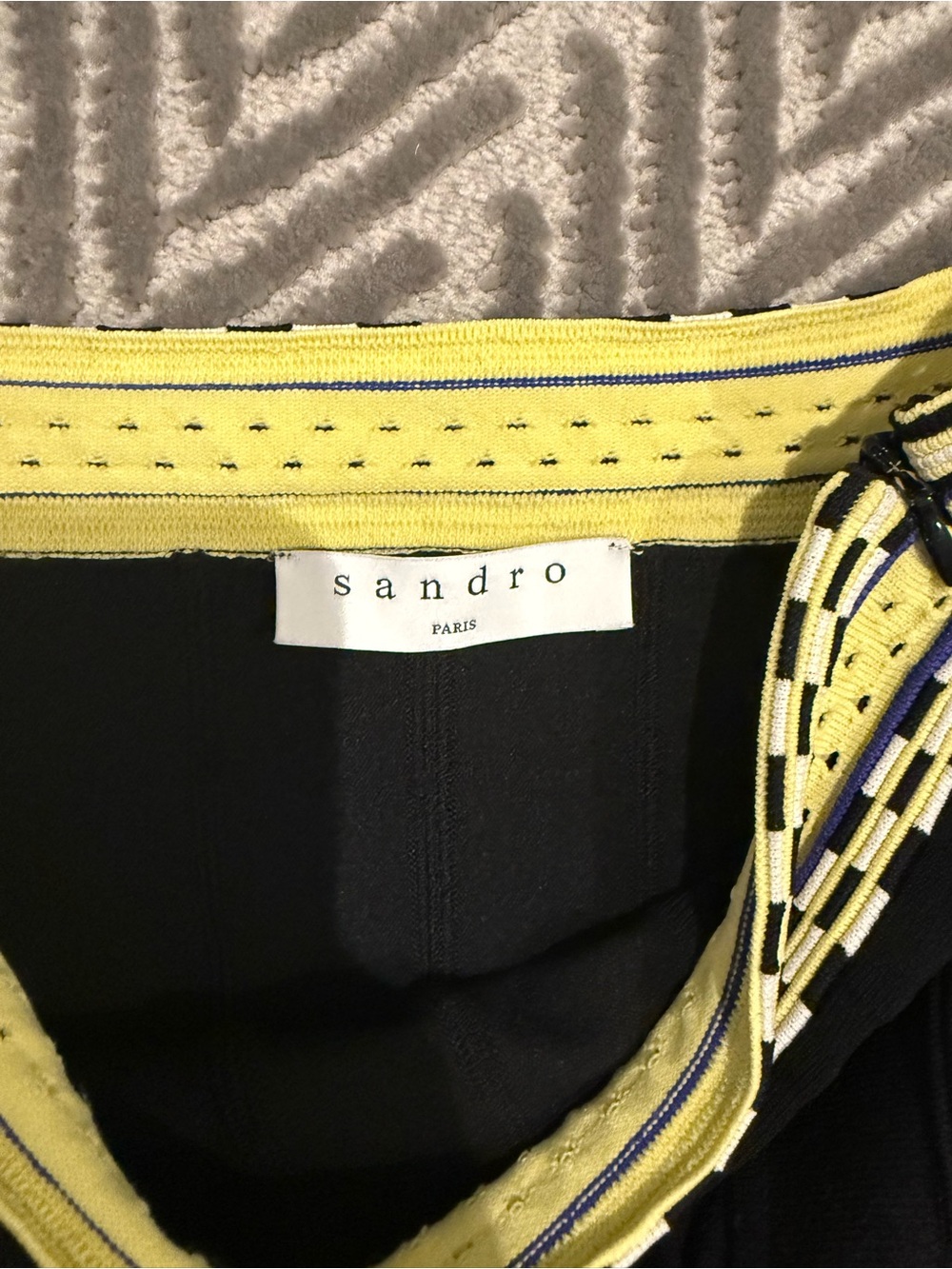 Sandro Black Mini Skirt with Yellow Trim - Picture 5 of 6